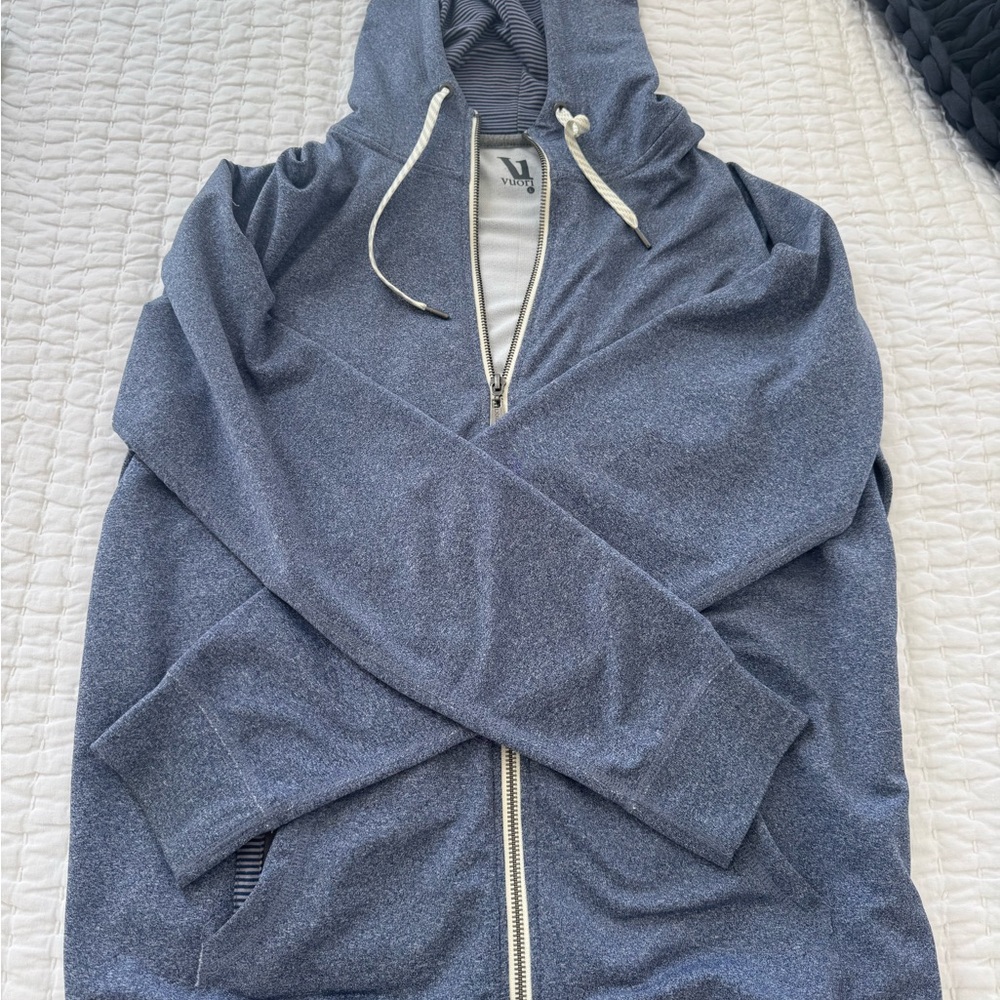 Vuori Heather Navy Zip-Up Hoodie